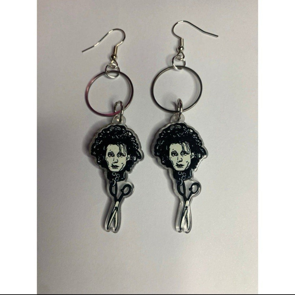 Black and Silver Scissor Earrings
